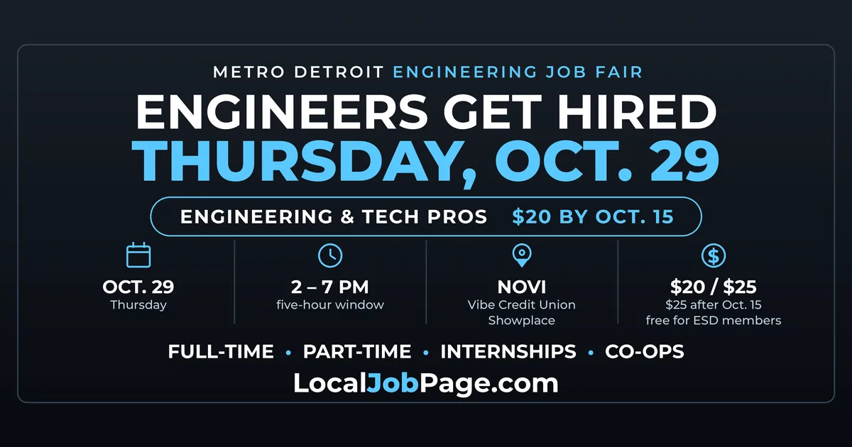 Engineers Get Hired Job Fair Oct. 29 in Novi: What Metro Detroit Engineers Need to Know