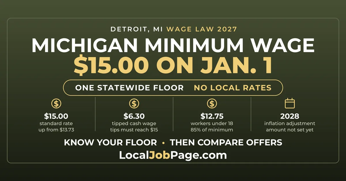 Michigan Minimum Wage Hits $15 on Jan. 1: What Detroit Workers Will Earn in 2027