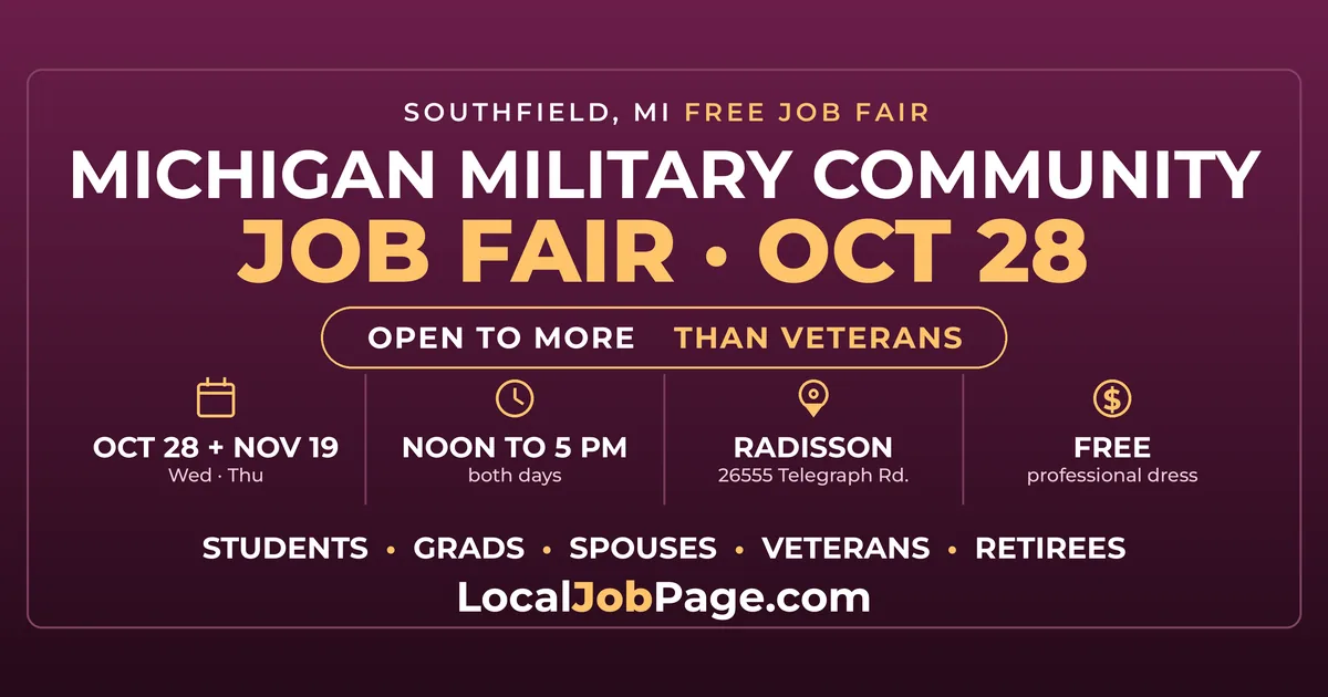 Southfield Job Fair Oct. 28 and Nov. 19: Free, and Open to Far More Than Veterans